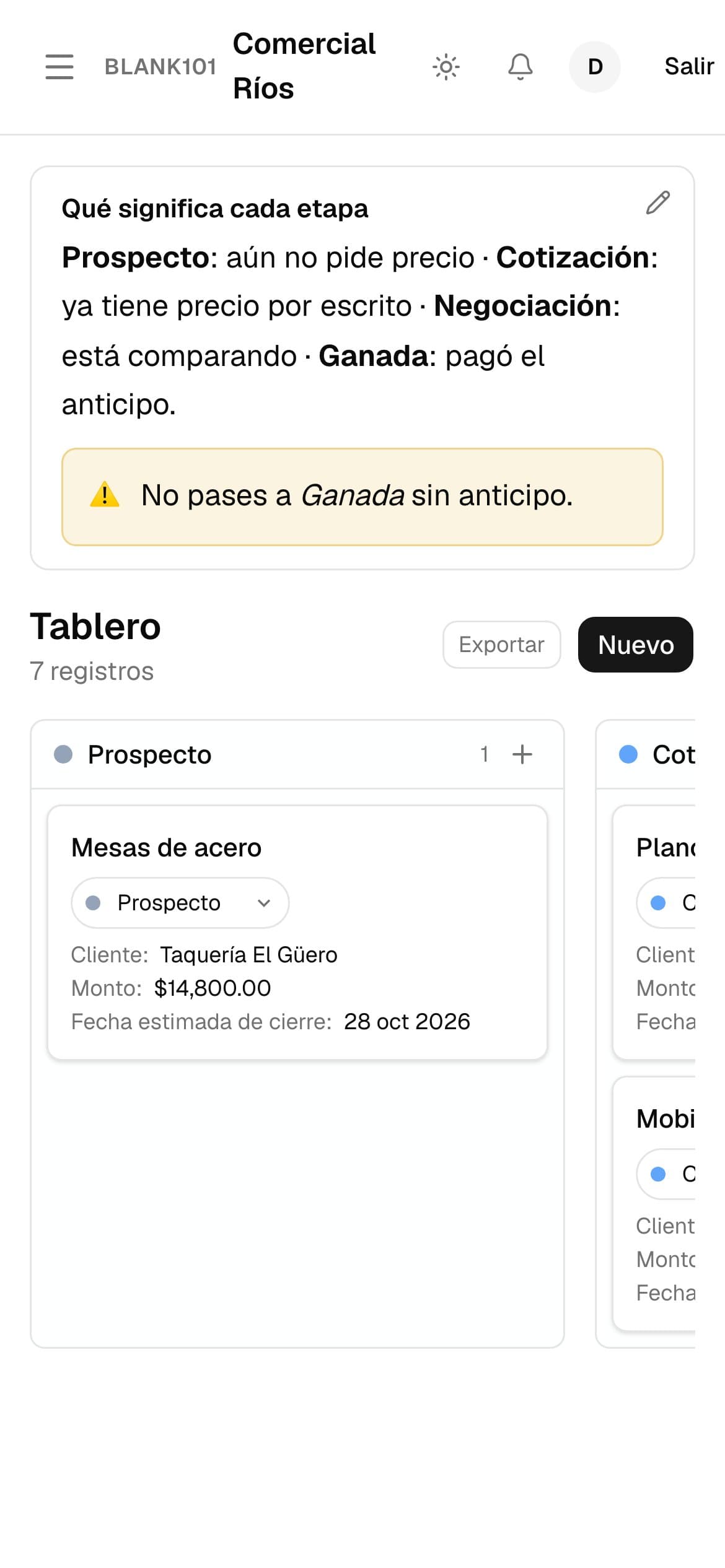 Tu espacio con su menú lateral (en el teléfono)